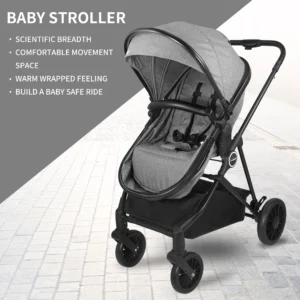 Baby Stroller 2-in-1, High Landscape, bidirectional push, adjustable sunshade roof, Foldable camping trolley