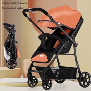 Portable Baby Stroller Can Sit and Lie Down With One Key Folding Bidirectional High View Shock Absorption Universal Wheel