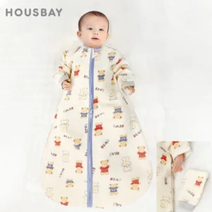 Baby Sleeping Bag Removable Sleeves Thin Breathable Gauze Cotton 3-Ways Zipper Design For Children'S Sleeping Bags 0-24 Months