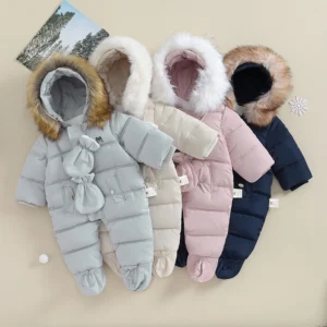 Citgeett Winter Infant Baby Boys Girls Coat Romper Warm Outwear Hooded Puffer Jacket Footie Jumpsuit Fall Clothes
