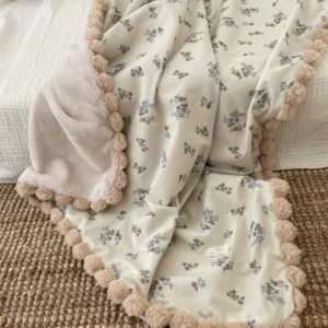 Warm Winter Baby Blanket Pompom Blush Sprigs and Blooms Minky Blanket Floral Baby Blanket Quilt Bedding Cover 90*130cm