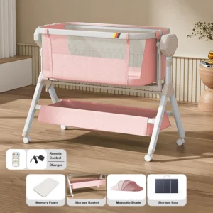 Rocking Baby Bassinet,Baby Cribs,Newborn Co-Sleeper,Infant Beside Sleeper,Unisex Baby Bed Cribs, Portable Travel Crib,Cradle
