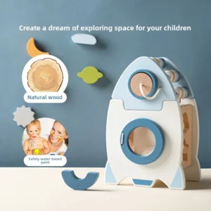 Puzzle Wooden Rocket 5-in-1 Baby Toys Set Building Blocks Montessori Education Shape Cognition Busy Board Games Interactive Toys