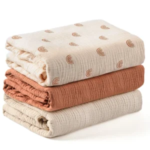 3PCS/set Soft Breathable Newborn Baby Receiving Blanket Muslin Swaddle Blankets