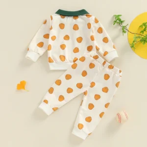 Toddler Boys Outfit Ghost Print Hoodie with Drawstring Joggers Halloween Costume Set for Kids Spooky Clothes