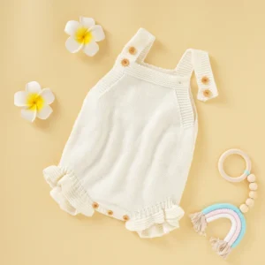 Baby Bodysuit Knitted Infant Girl Jumpsuit Sleeveless Tops Newborn Children Clothing 0-18M Overalls Fashion Solid Ruffles Romper
