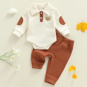 Toddler Boy Winter Clothes Hooded Jacket Fleece Lined Pants 2 Piece Set with Cute Animal Print Embroidery