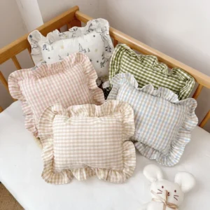 Nordic Style Cotton Baby Small Pillow 28x34cm with Ruffles Muslin Kids Cushion Baby Newborn Bedding Pillows Cushions Room