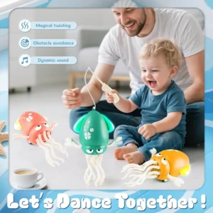 Electric Dancing Octopus Toy Kids Sound and Light Obstacle Avoidance Crawling Simulated Octopus Baby Fun Interactive Toys